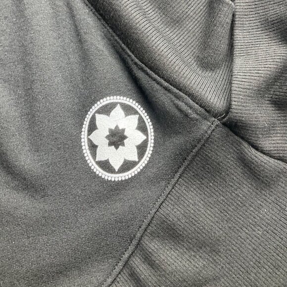 Emily HSU Small Black Open Back Long Sleeve Top Made USA Athleisure Minimalist - Picture 7 of 8